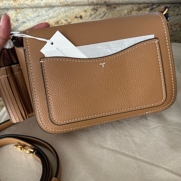 New Tory Burch Thea web flap crossbody tan - Picture 4 of 10
